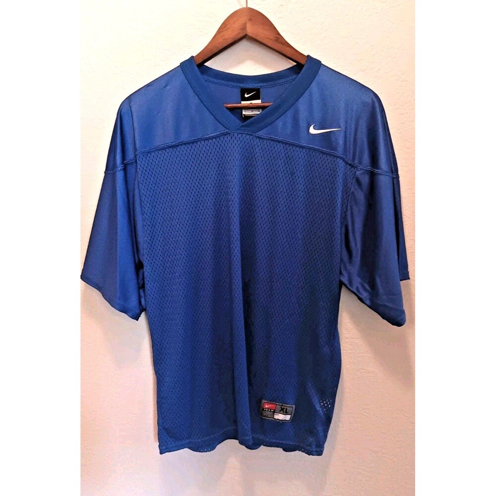 Vintage Nike Team Blue Mesh Football Practice Jersey Youth XL Adult Small Y2K